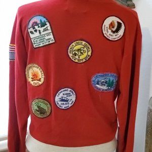 Vintage boy scout, "patches" cardigan